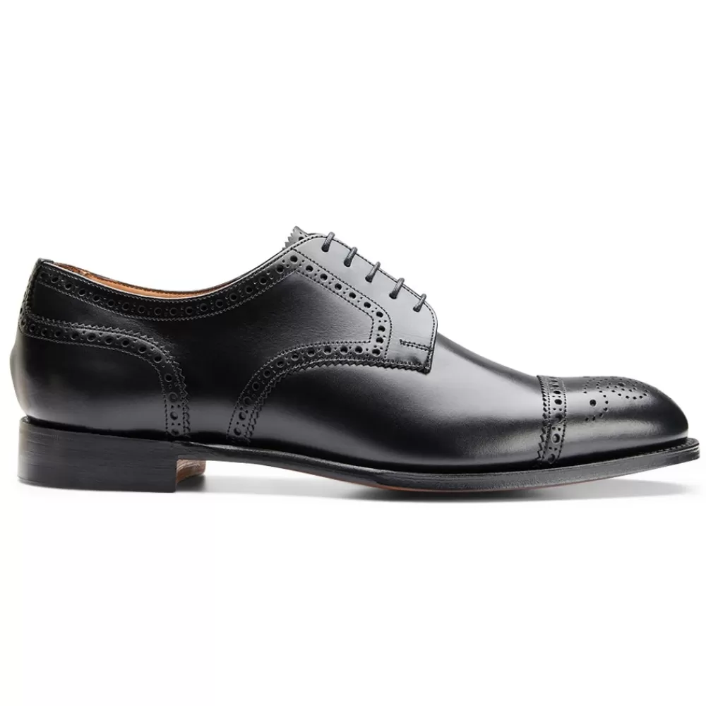 Cheaney Semi Brogues | Andrew Derby Semi Brogue In Black Calf Leather