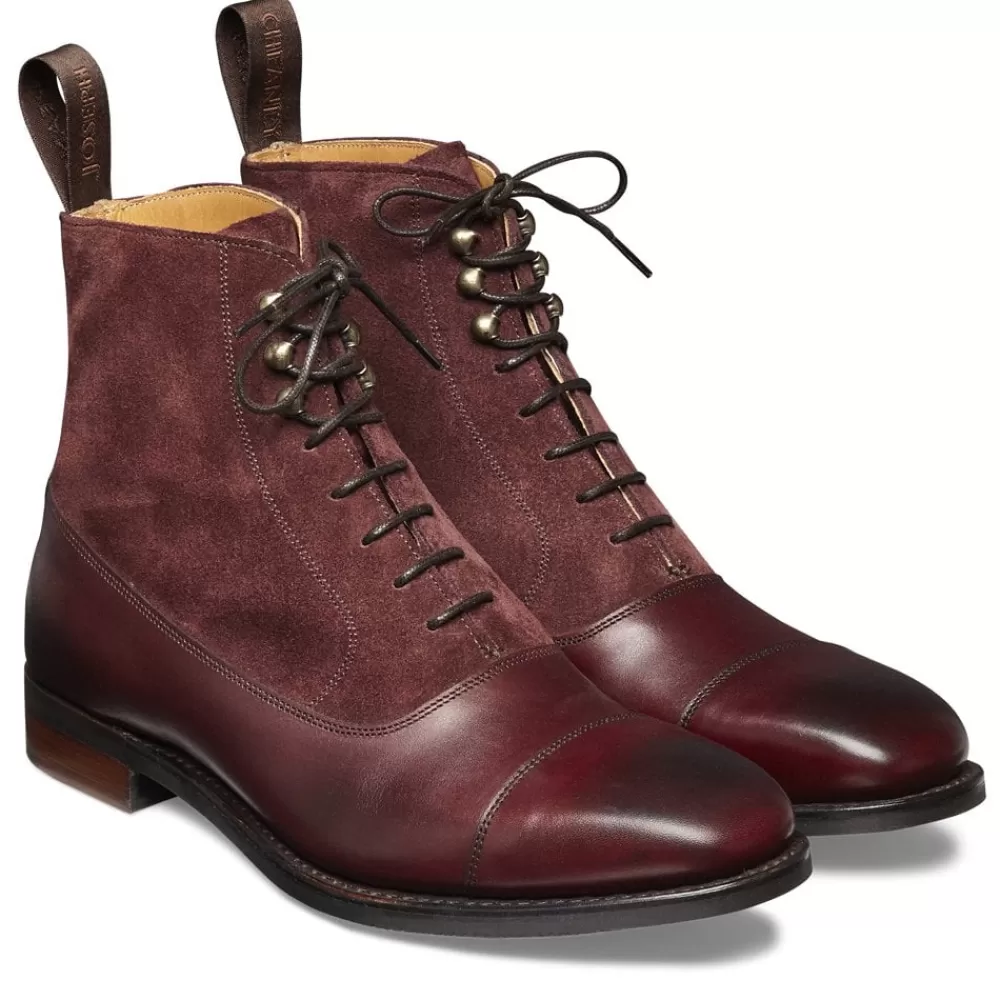 Cheaney Balmoral Boots | Anna D Balmoral Boot In Burnished Burgundy/Plum Suede