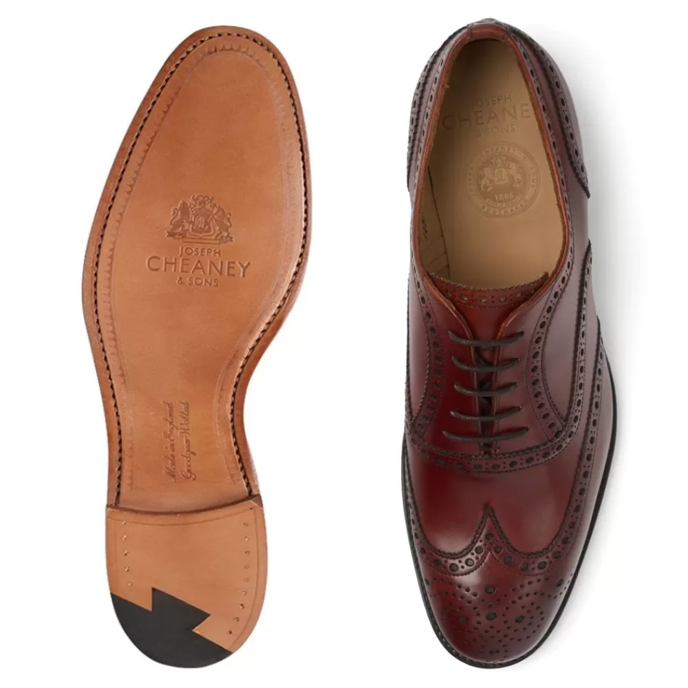Cheaney Brogues | Arthur Iii Oxford Brogue In Dark Leaf Calf Leather | Leather Sole