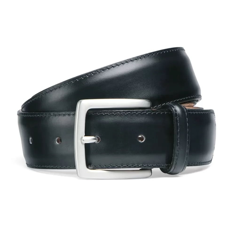 Cheaney Belts | Black Calf Belt With Silver Buckle