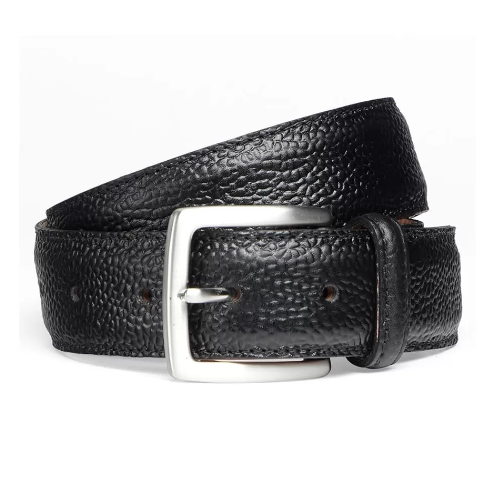 Cheaney Belts | Black Grain Belt With Silver Buckle