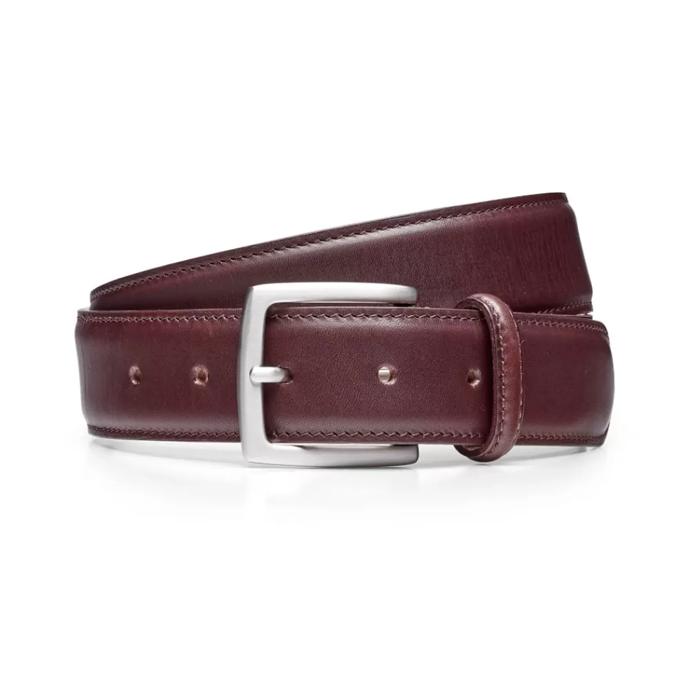 Cheaney Belts | Burgundy Calf Belt With Silver Buckle