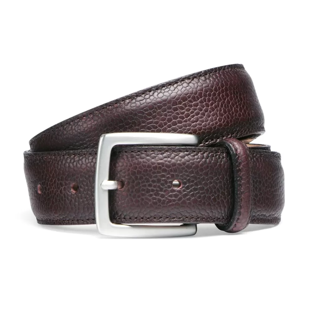 Cheaney Belts | Burgundy Grain Belt With Silver Buckle