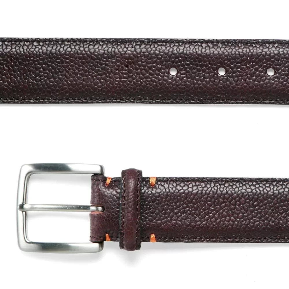 Cheaney Belts | Burgundy Grain Belt With Silver Buckle