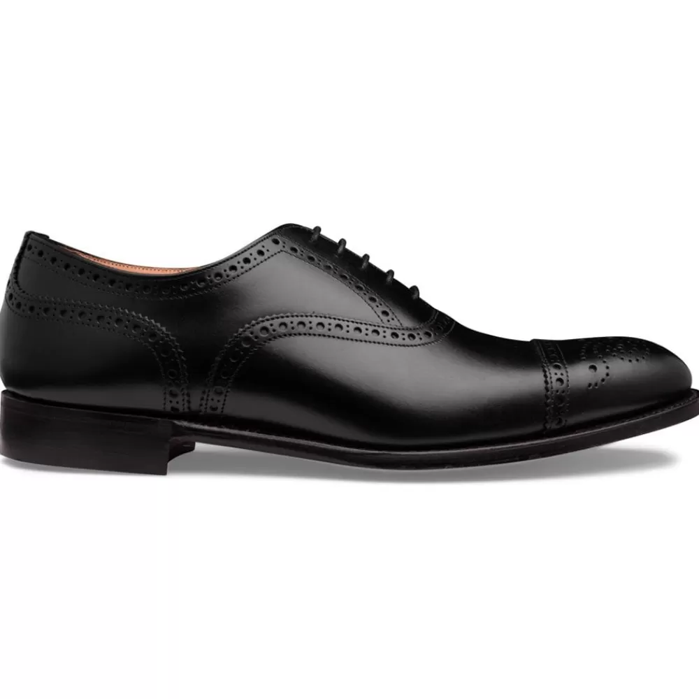 Cheaney Semi Brogues | Downing Oxford Semi Brogue In Black Calf Leather