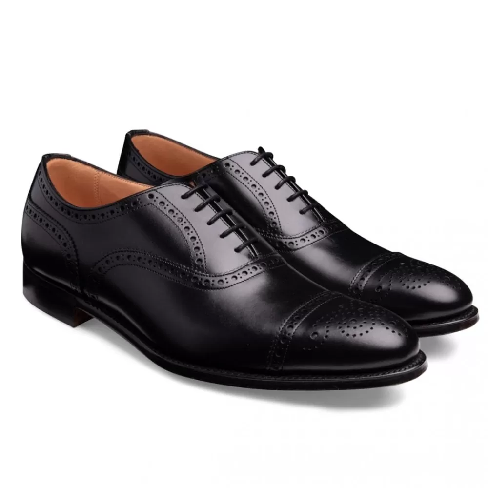 Cheaney Semi Brogues | Downing Oxford Semi Brogue In Black Calf Leather