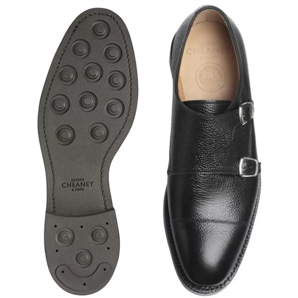 Cheaney Monk Shoes | Edmund Ii R Double Buckle Monk Shoe In Black Grain Leather
