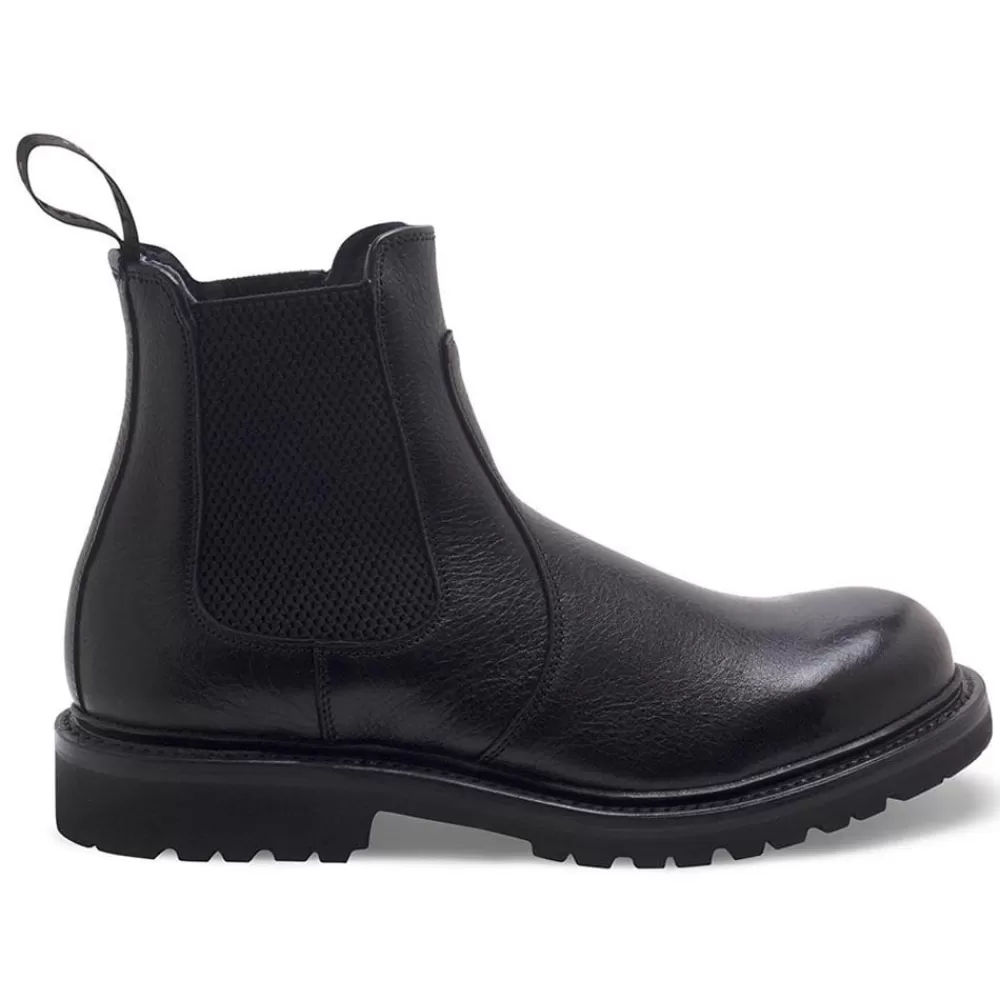 Cheaney Chelsea Boots | Ellis Gv Shearling Lined Chelsea Boot In Jet Black Kudu Leather
