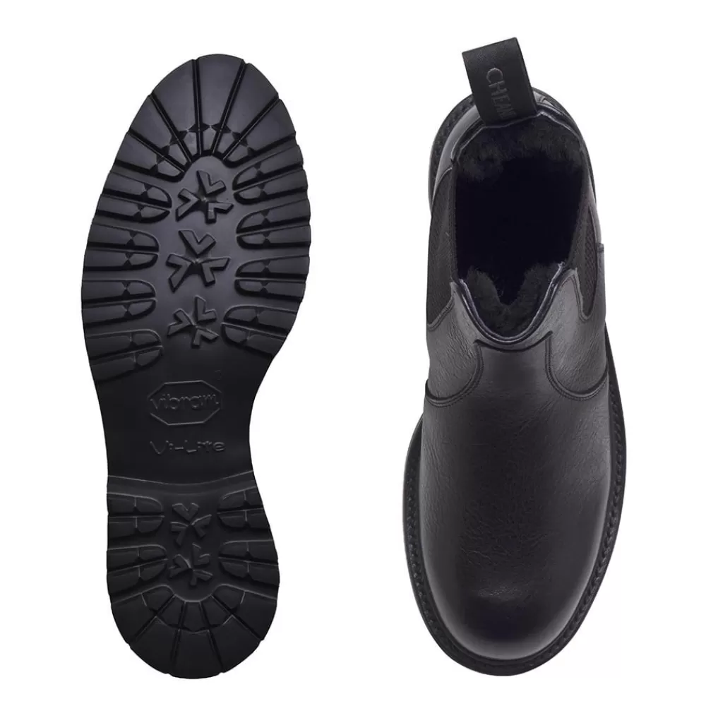 Cheaney Chelsea Boots | Ellis Gv Shearling Lined Chelsea Boot In Jet Black Kudu Leather