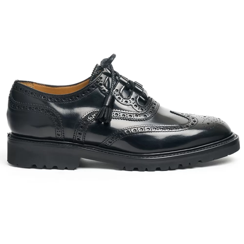 Cheaney Brogues | Faskally Gv Ghillie Brogue In Black Bookbinder Leather