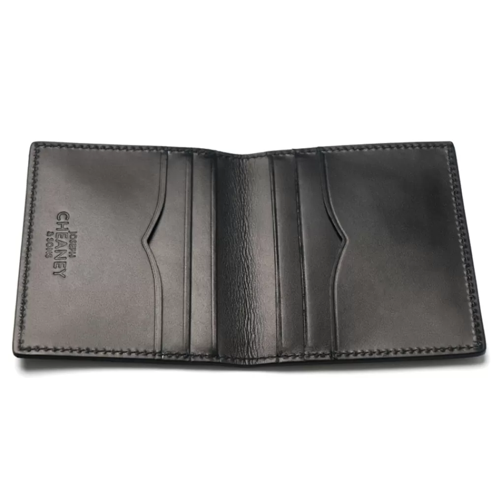 Cheaney Leather Card Holders | Folding Card Holder In Black Calf Leather