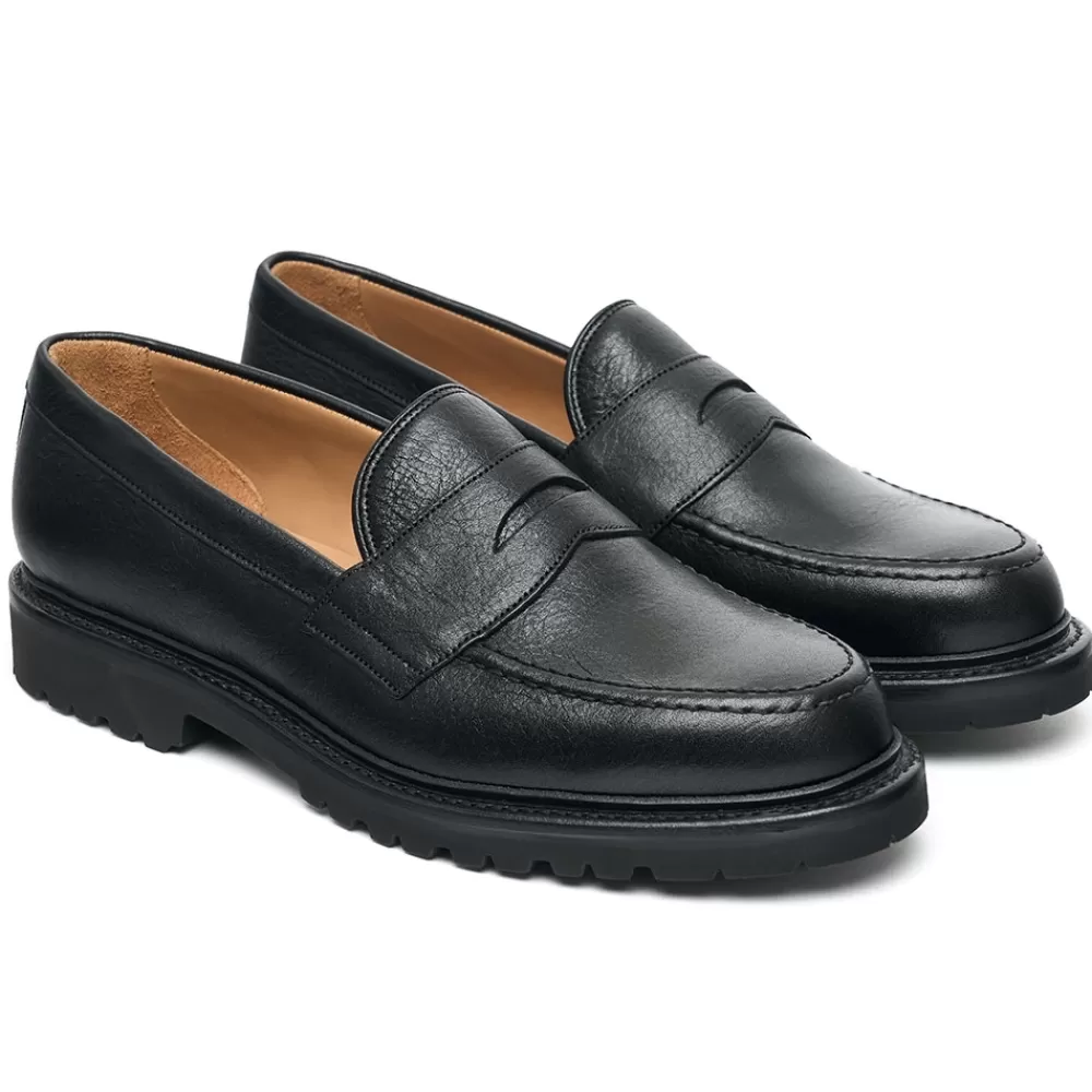 Cheaney Loafers | Howard Gv Penny Loafer In Black Kudu Leather