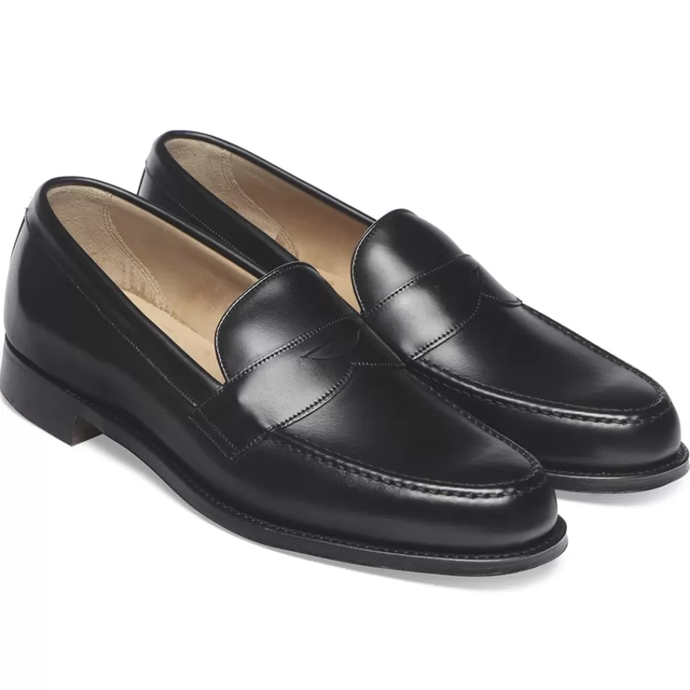 Cheaney Loafers | Hudson Penny Loafer In Black Calf Leather