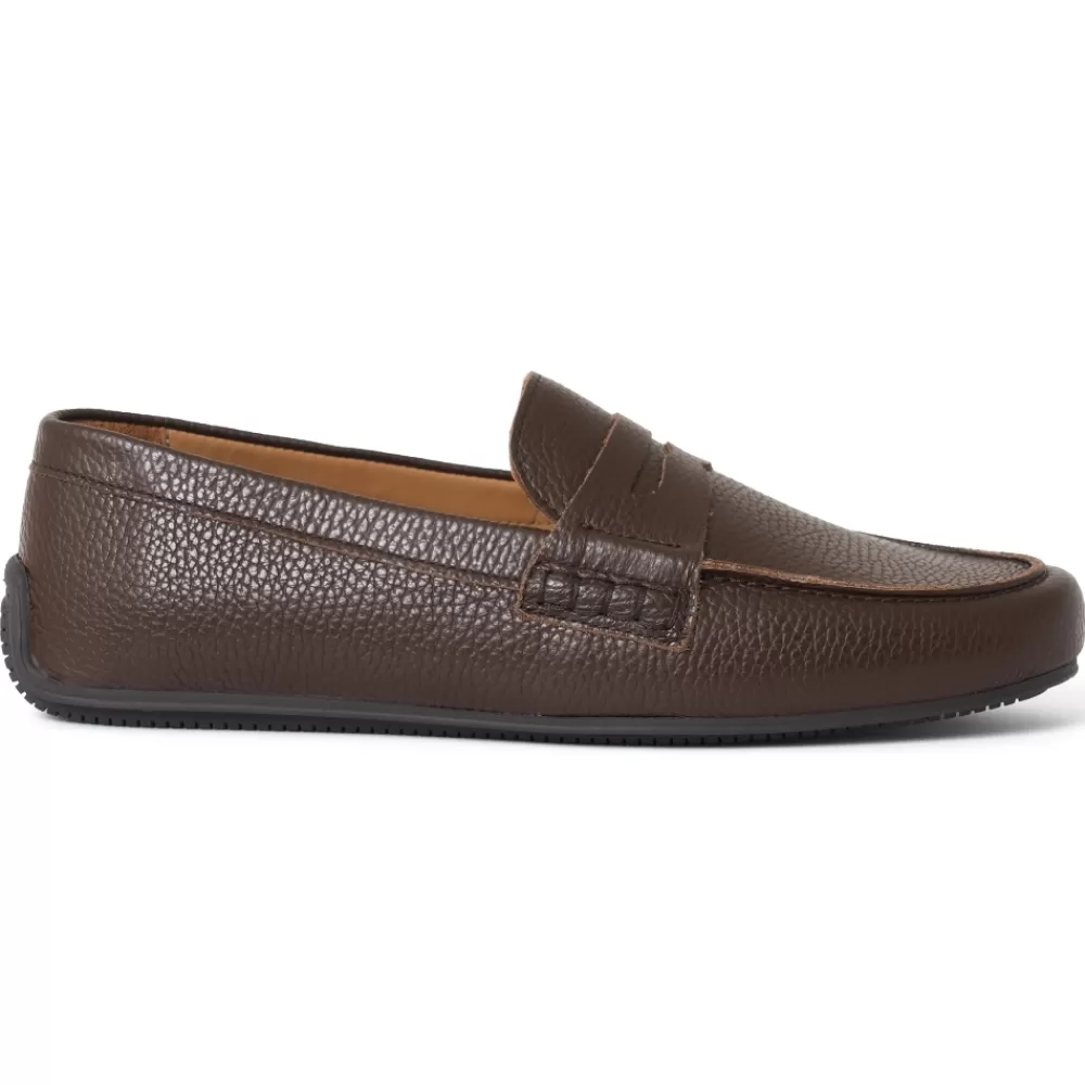 Cheaney Driving Shoes | Hunt Driving Moccasin Shoe In Dark Brown Grain Leather