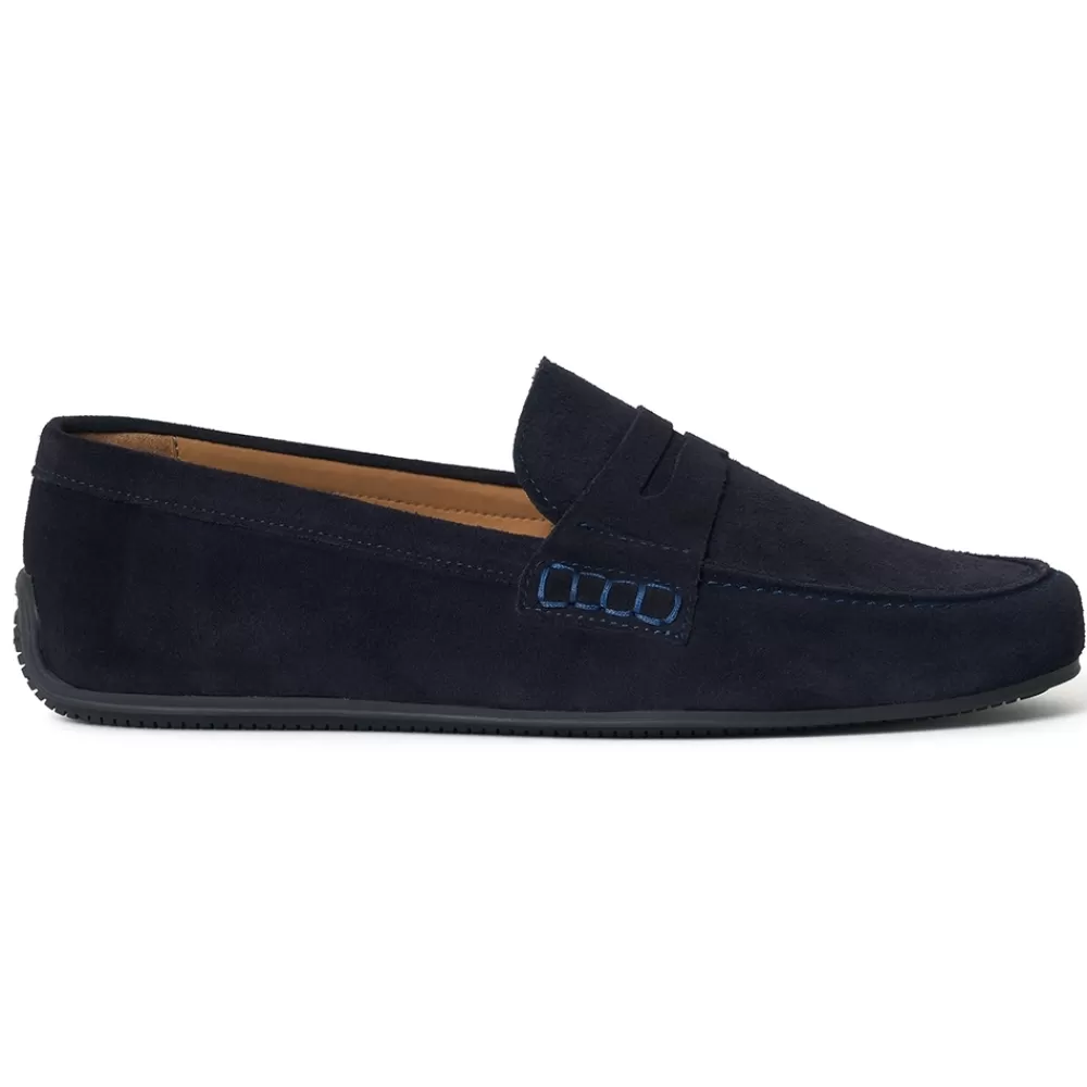 Cheaney Driving Shoes | Hunt Driving Moccasin Shoe In Navy Suede