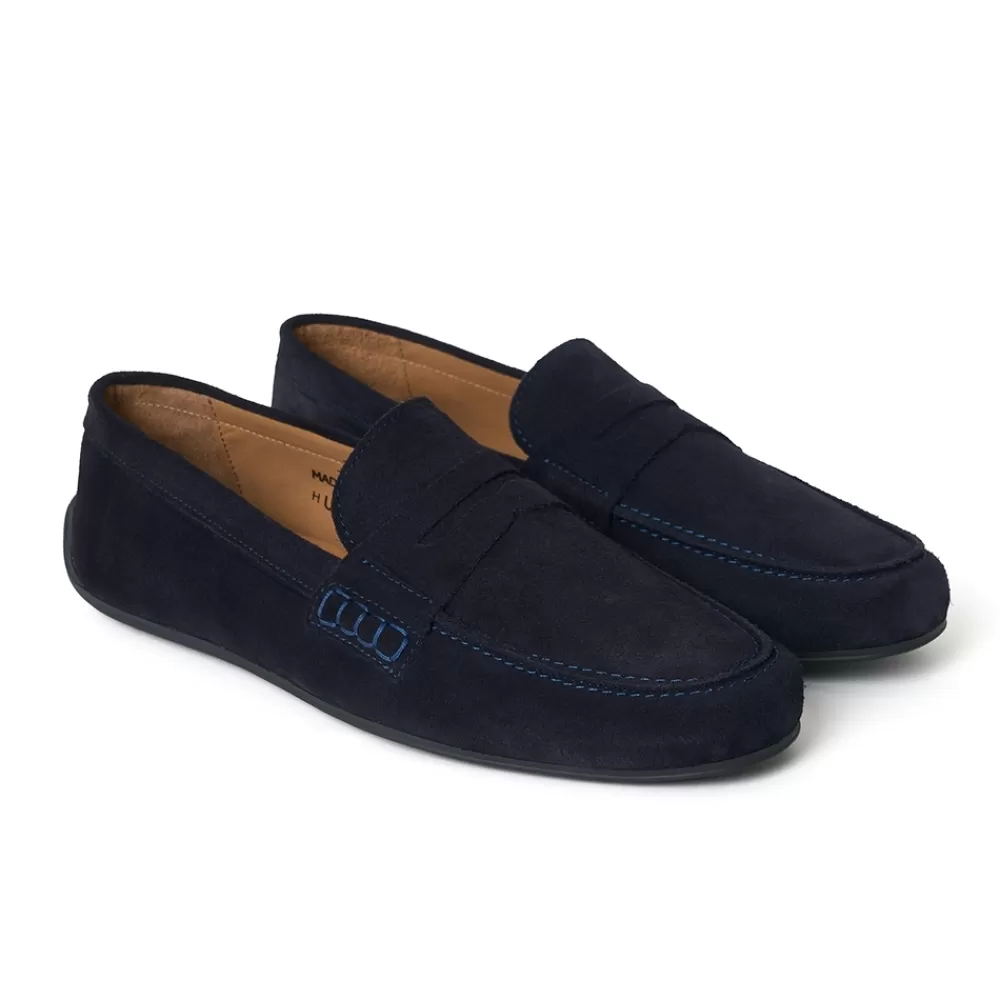 Cheaney Driving Shoes | Hunt Driving Moccasin Shoe In Navy Suede