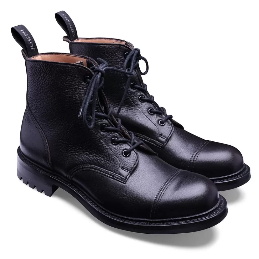 Cheaney Military Boots | Hurricane Ii C Derby Boot In Black Kudu Leather
