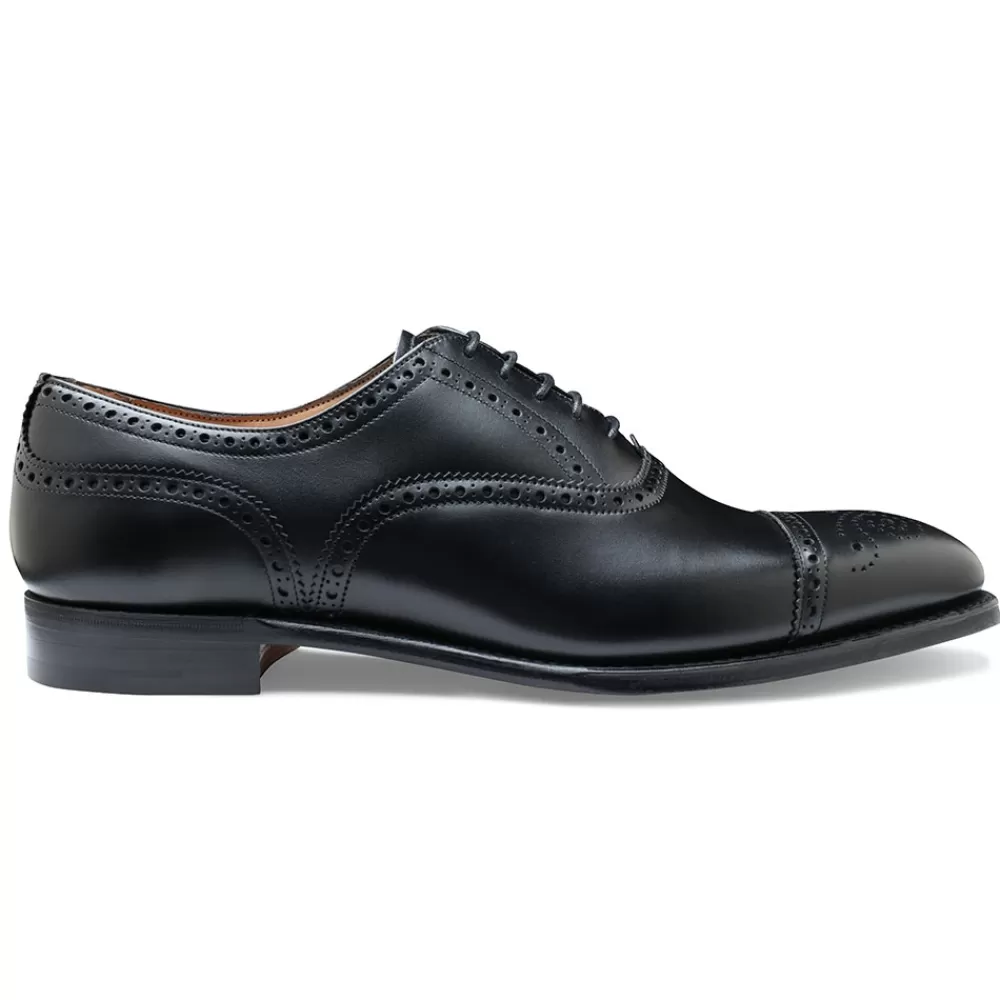 Cheaney Semi Brogues | Islington Oxford Semi Brogue In Black Calf Leather