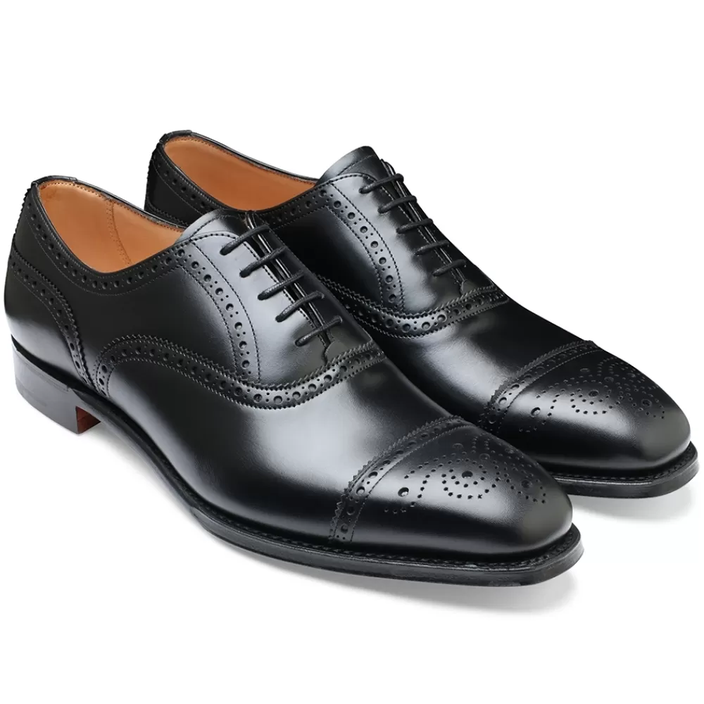 Cheaney Semi Brogues | Islington Oxford Semi Brogue In Black Calf Leather