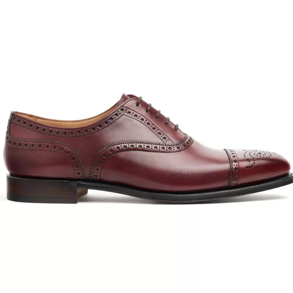 Cheaney Semi Brogues | Islington Oxford Semi Brogue In Burgundy Calf Leather