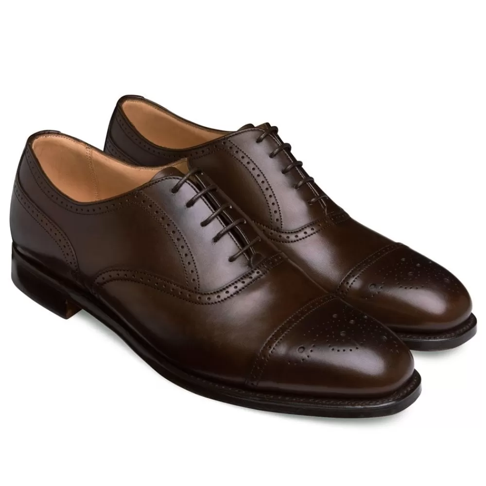 Cheaney Semi Brogues | Kelmarsh R Oxford Semi Brogue In Dark Brown Calf Leather | Rubber Sole