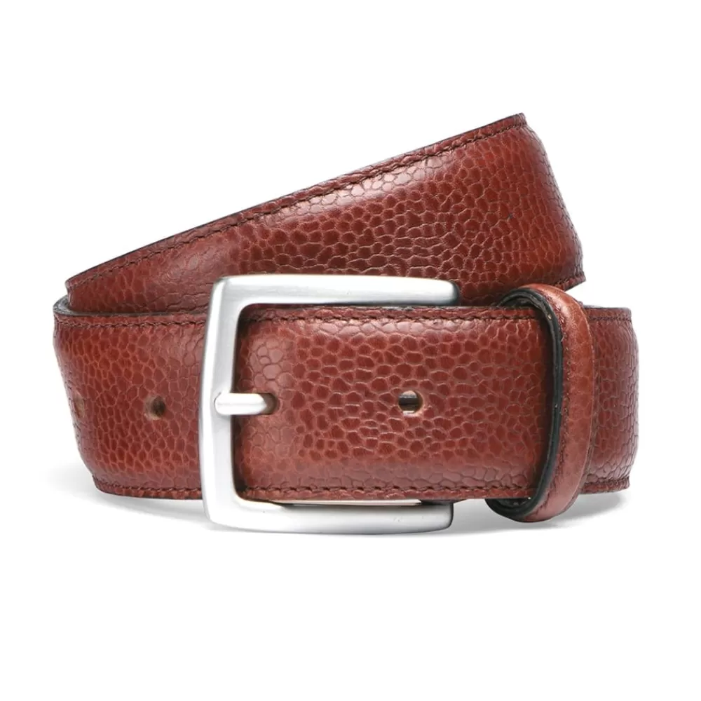 Cheaney Belts | Mahogany Grain Belt With Silver Buckle