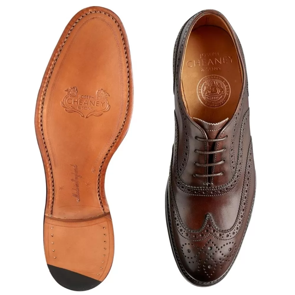 Cheaney Brogues | Maisie Wingcap Oxford Brogue In Mocha Calf Leather