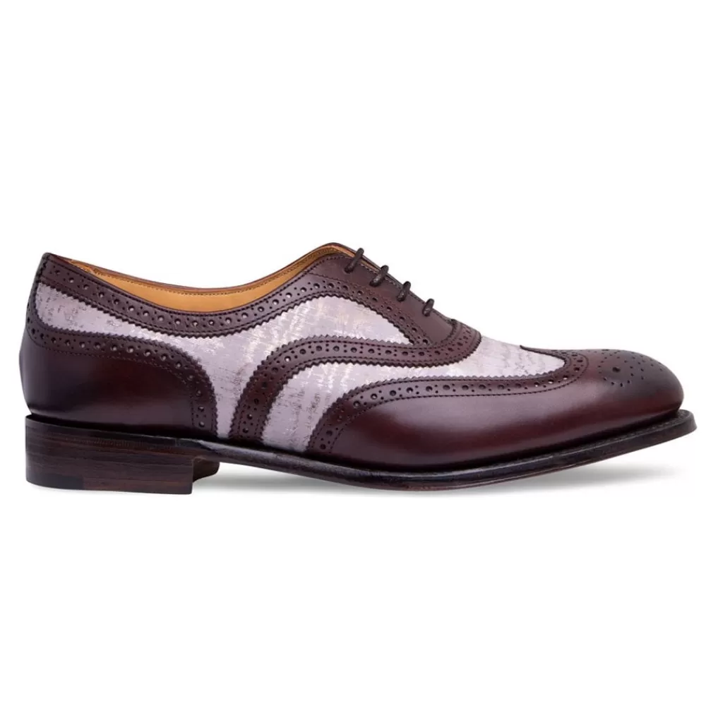 Cheaney Brogues | Milly Oxford Brogue In Burgundy Calf Leather/Grey Suede