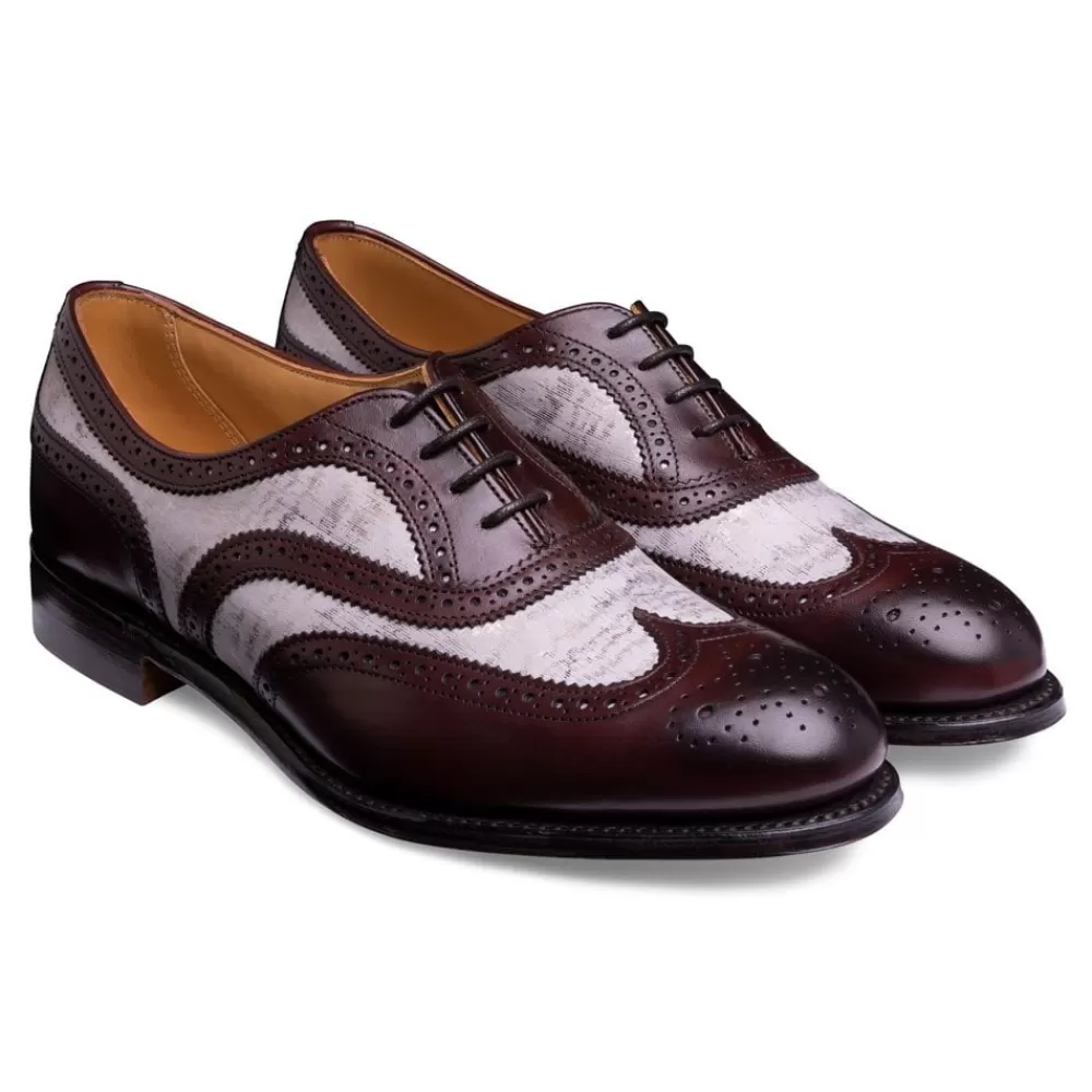 Cheaney Brogues | Milly Oxford Brogue In Burgundy Calf Leather/Grey Suede