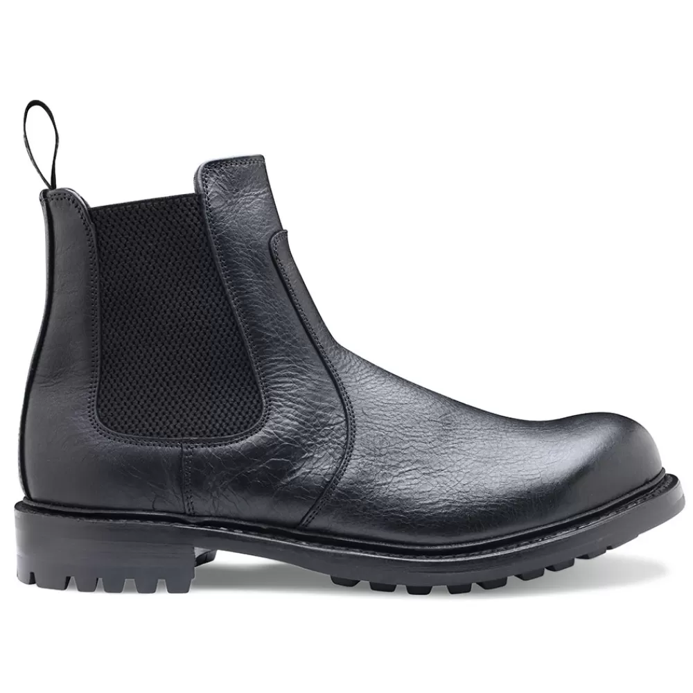 Cheaney Chelsea Boots | Mohawk C Shearling Lined Chelsea Boot In Jet Black Kudu Leather