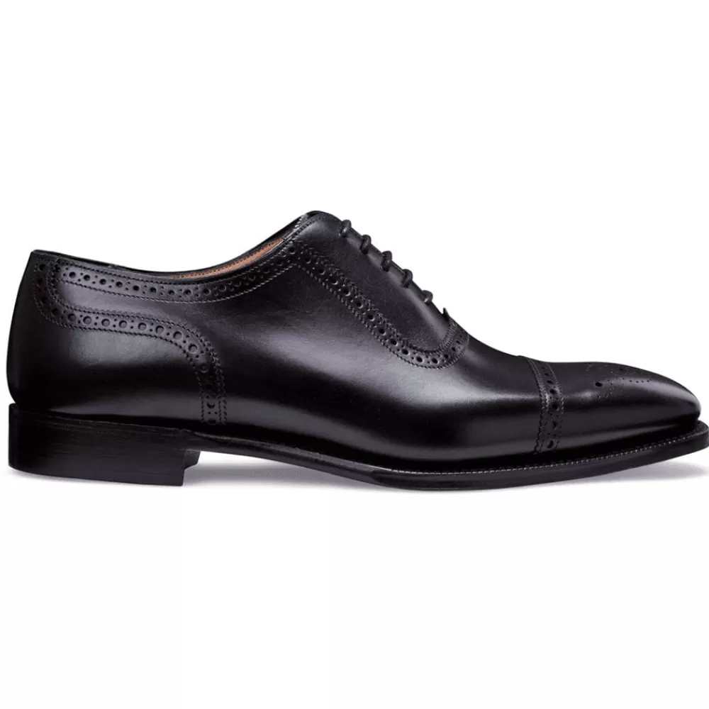 Cheaney Semi Brogues | Raleigh Oxford Semi Brogue In Black Calf Leather