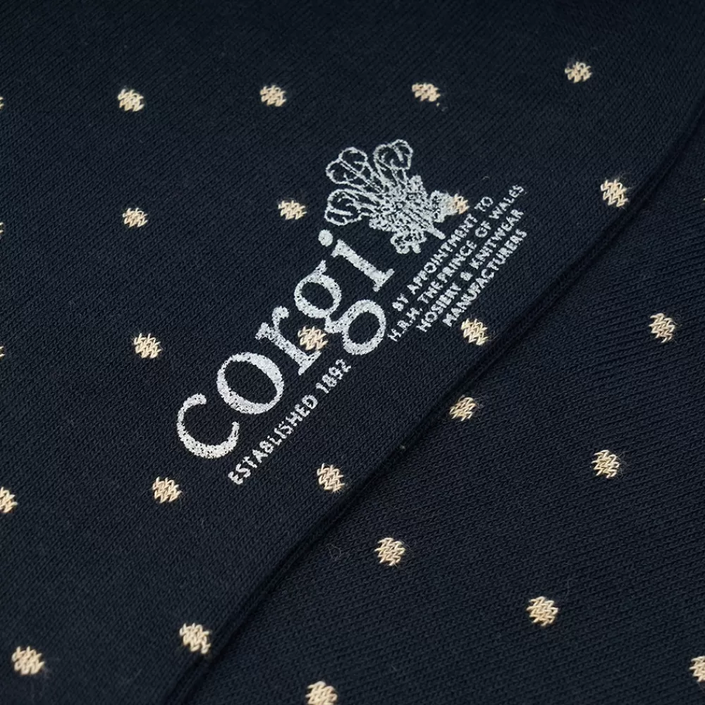 Corgi Socks | Spot Pattern Navy Mens Cotton Socks