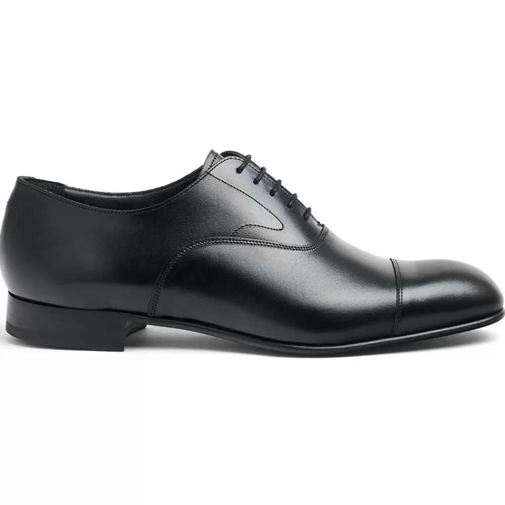 Cheaney Oxfords | Stratton Capped Oxford In Black Calf Leather