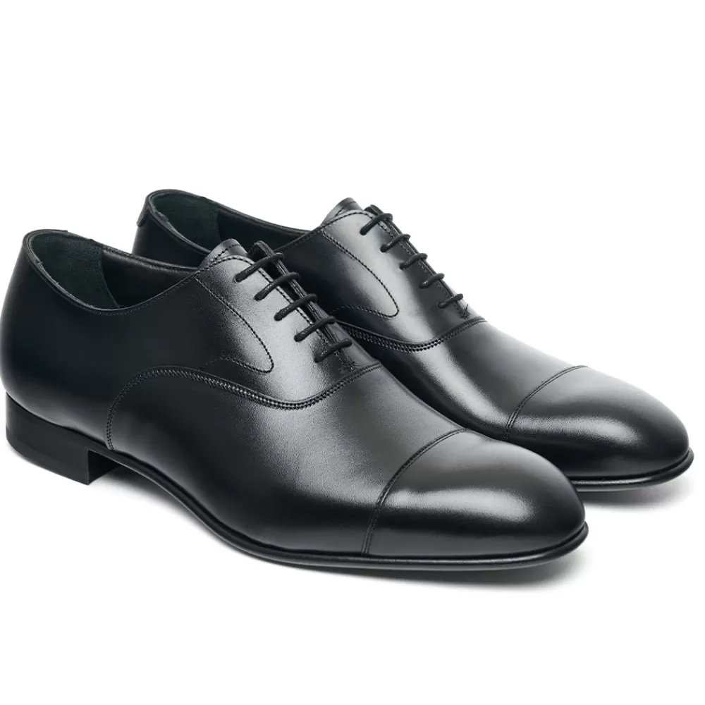 Cheaney Oxfords | Stratton Capped Oxford In Black Calf Leather