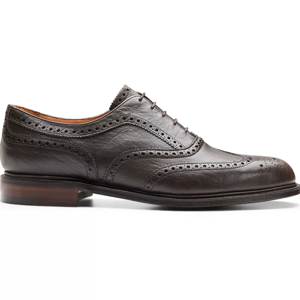 Cheaney Brogues | Tarbert Ef Oxford Brogue In Dark Brown Deerskin