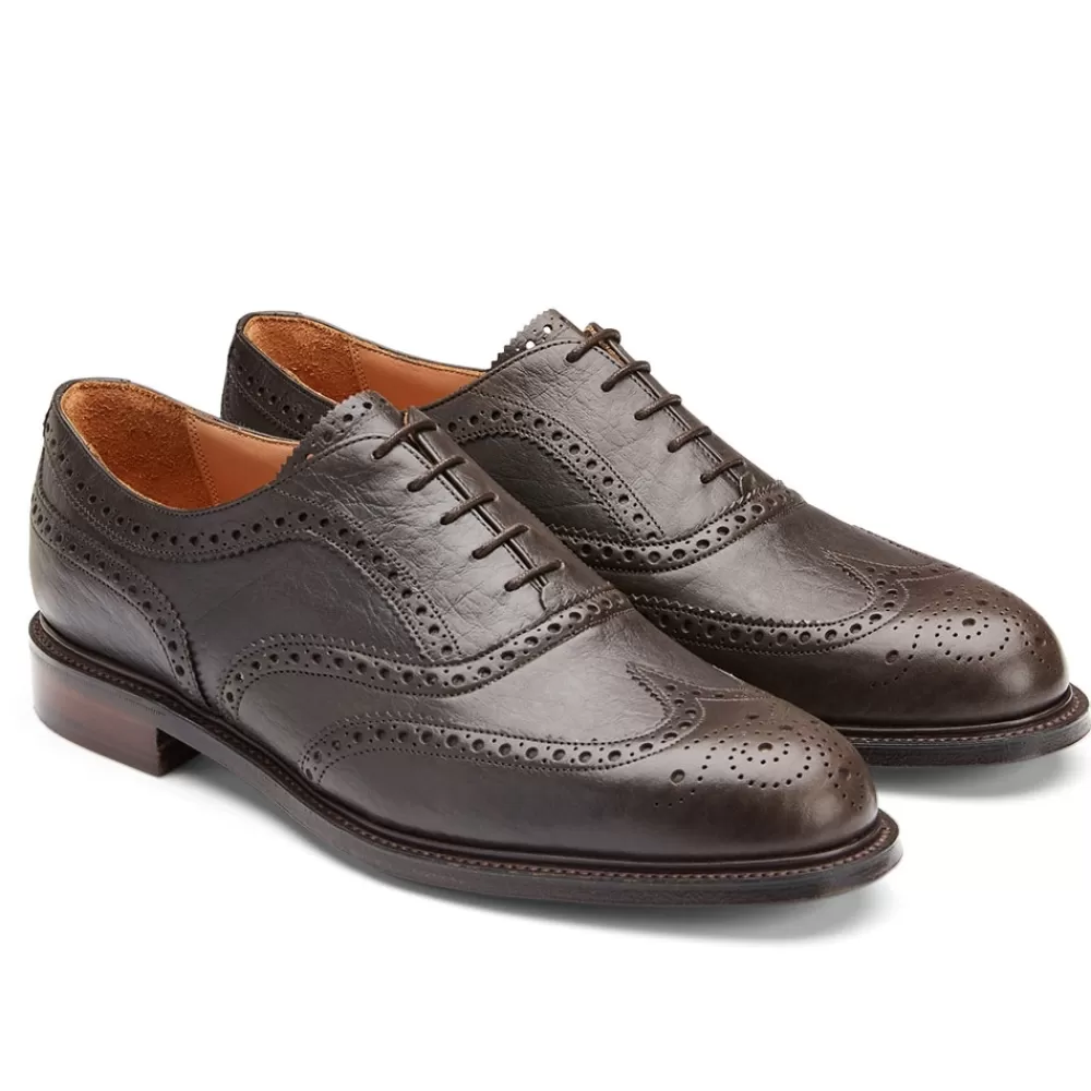 Cheaney Brogues | Tarbert Ef Oxford Brogue In Dark Brown Deerskin