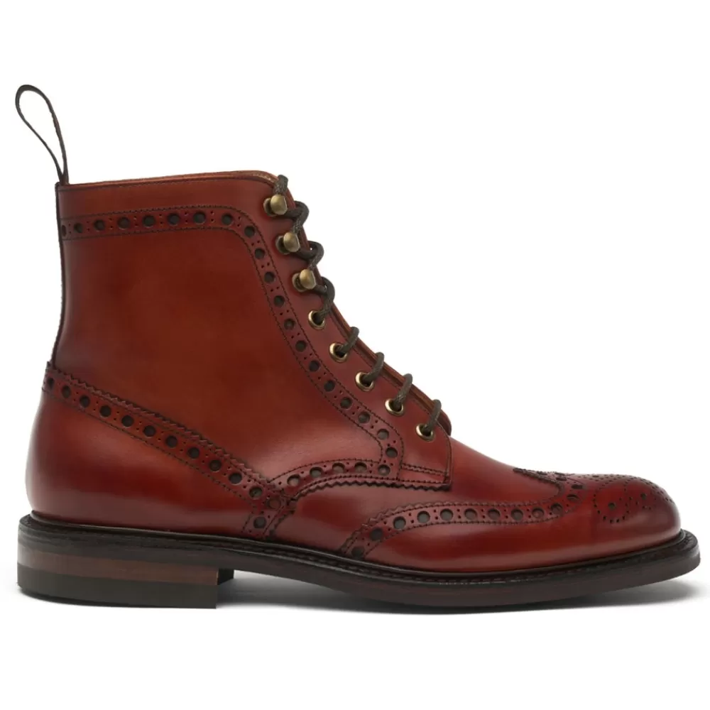 Cheaney Brogue Boots | Tweed R Derby Brogue Boot In Dark Leaf Calf Leather