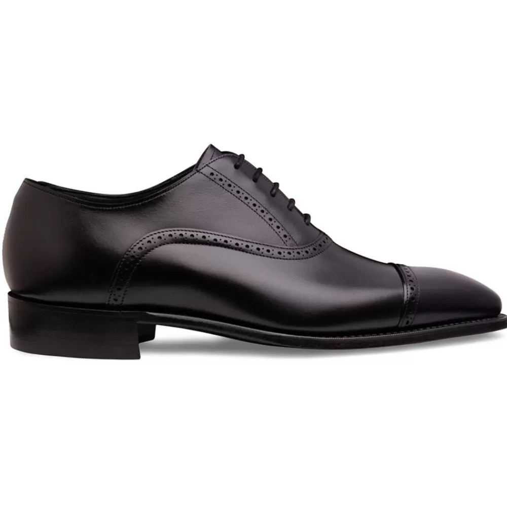 Cheaney Oxfords | Windsor Capped Oxford In Black Calf Leather