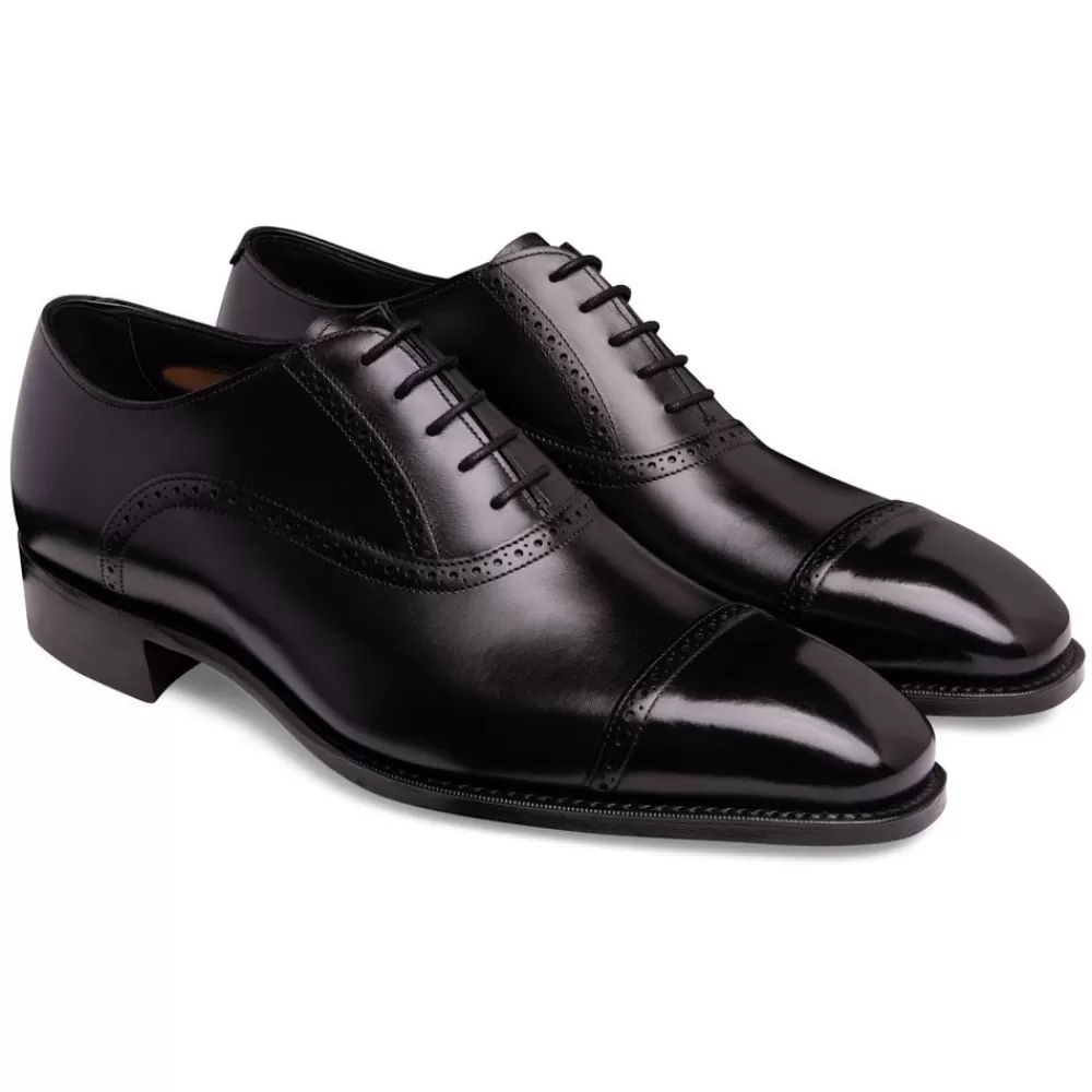 Cheaney Oxfords | Windsor Capped Oxford In Black Calf Leather